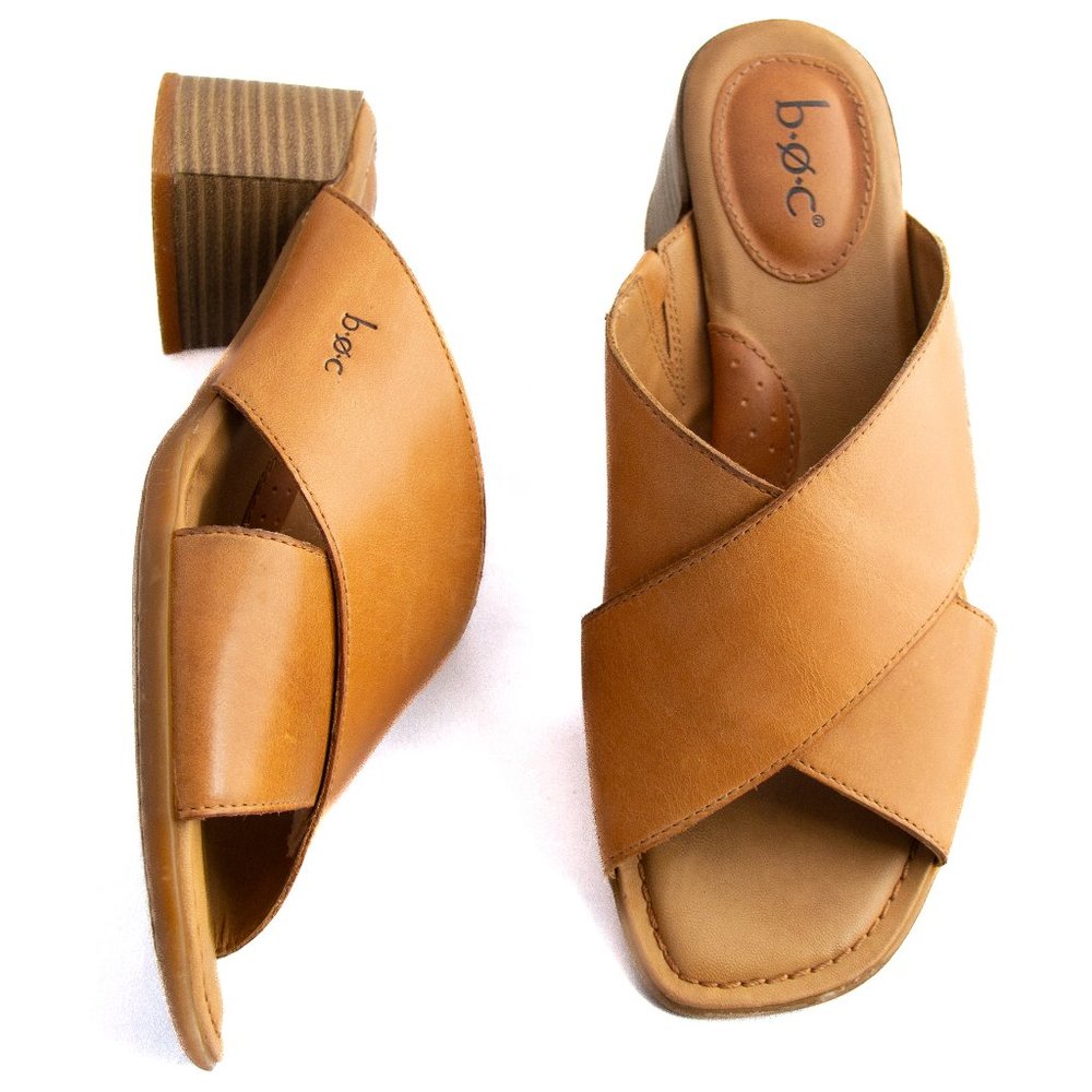 BOC Elba Tan Leather Crisscross Sandals Size 7M